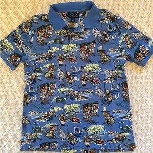 Bears in Paris Polo by Ralph Lauren Blue Polo Shirt for Kids